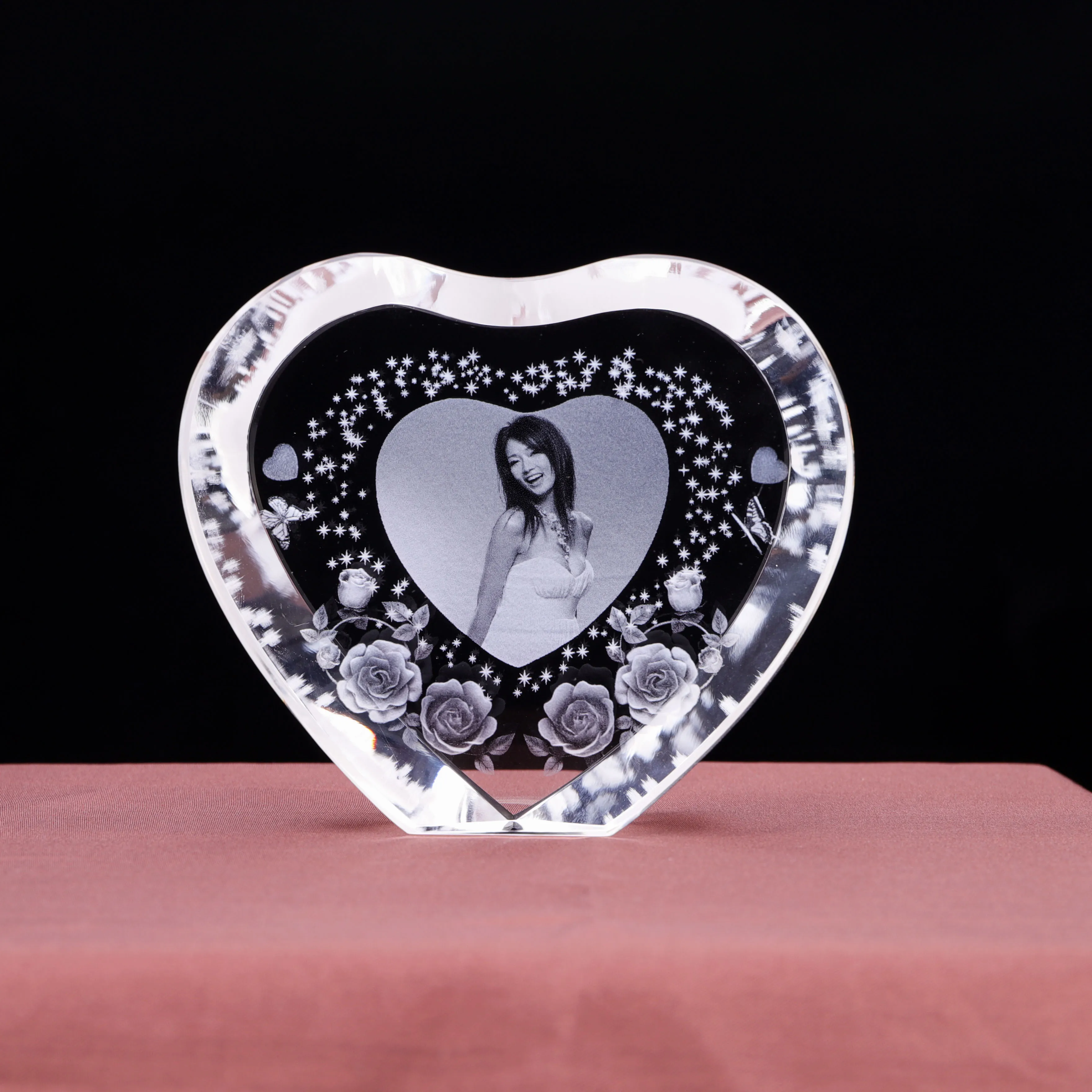 Blank K9 Heart Crystal Block Custom Photo Frame Laser Engraved Love Theme Cheap Wedding Return Gift Factory