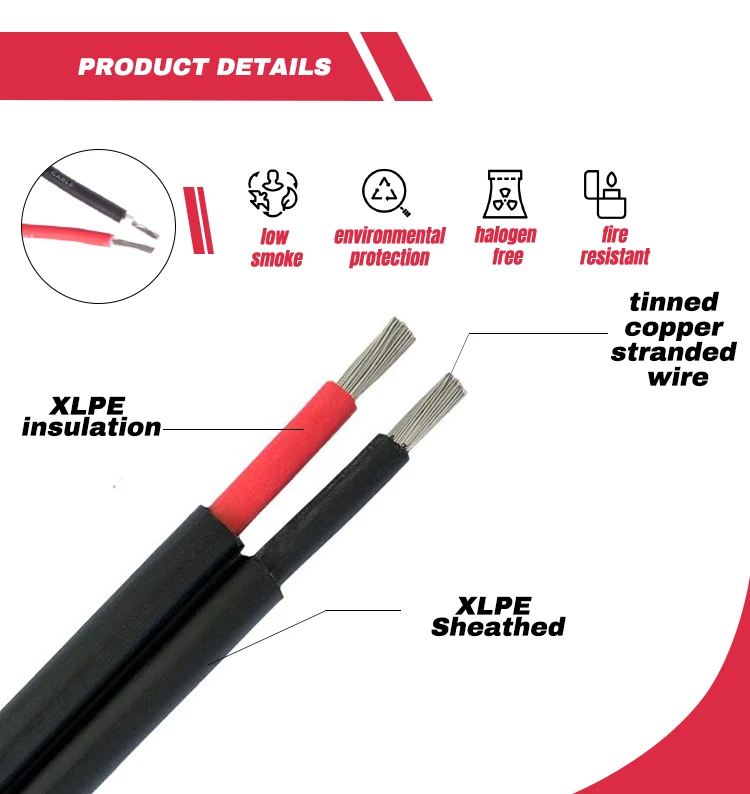 6mm2 Pv Dc Solar Cable Black For Solar Panels Connection 1.5kv Dc ...