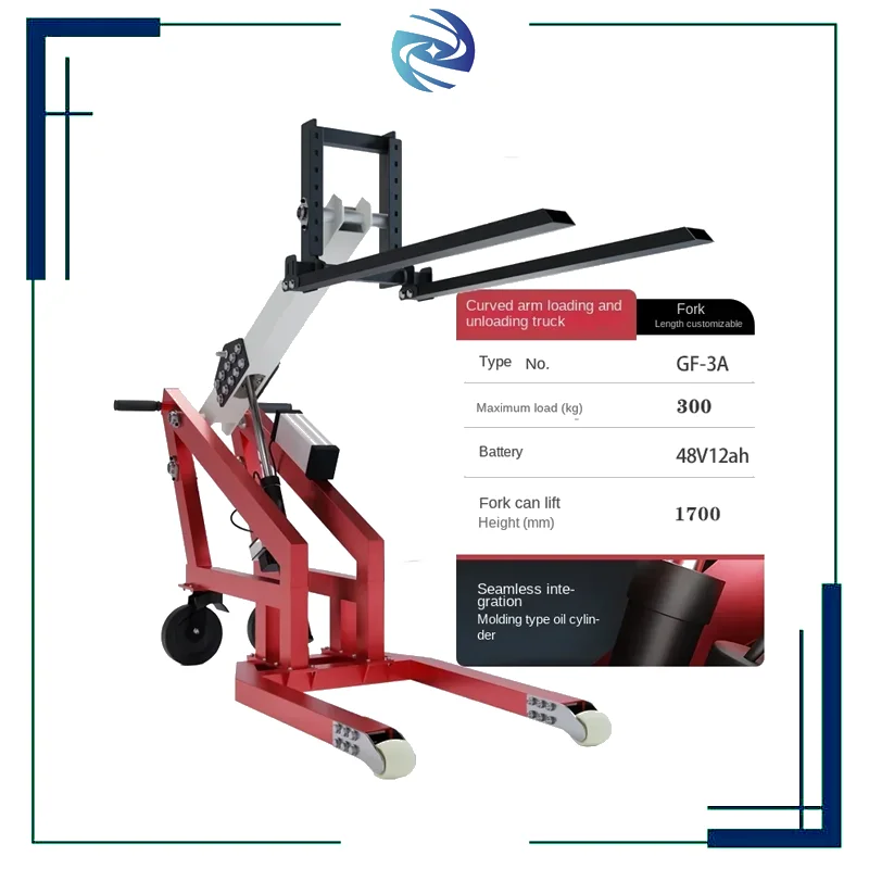 Cost-effective Loading Unloading 500kg 700kg 1.7m Hydraulic Bending Curved Crank Arm Lift Electric Folded Truck Stacker