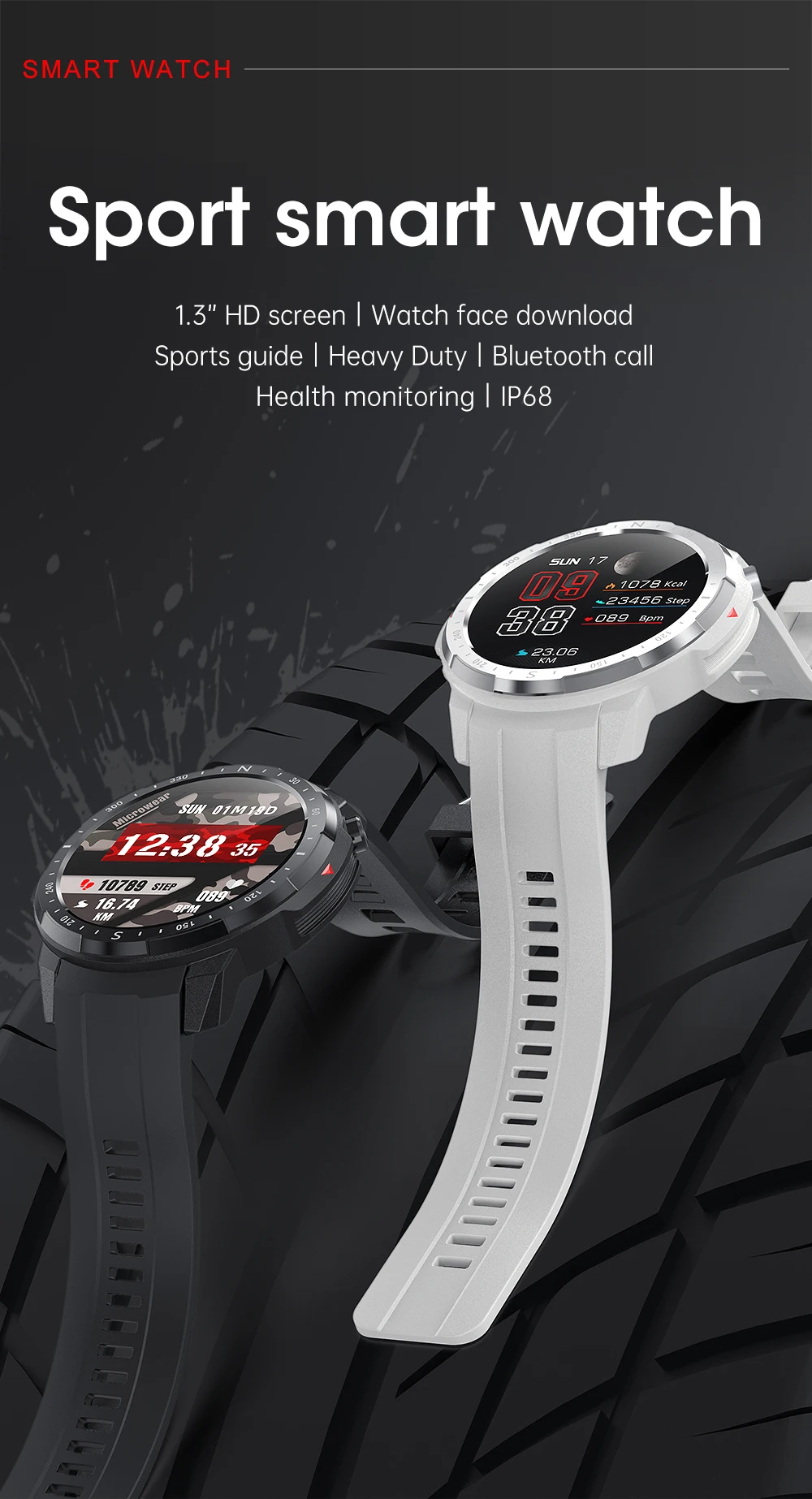 24 Multi Sport Modes | Real-time Dynamic Heartrate | IP68 Waterproof — Aolon