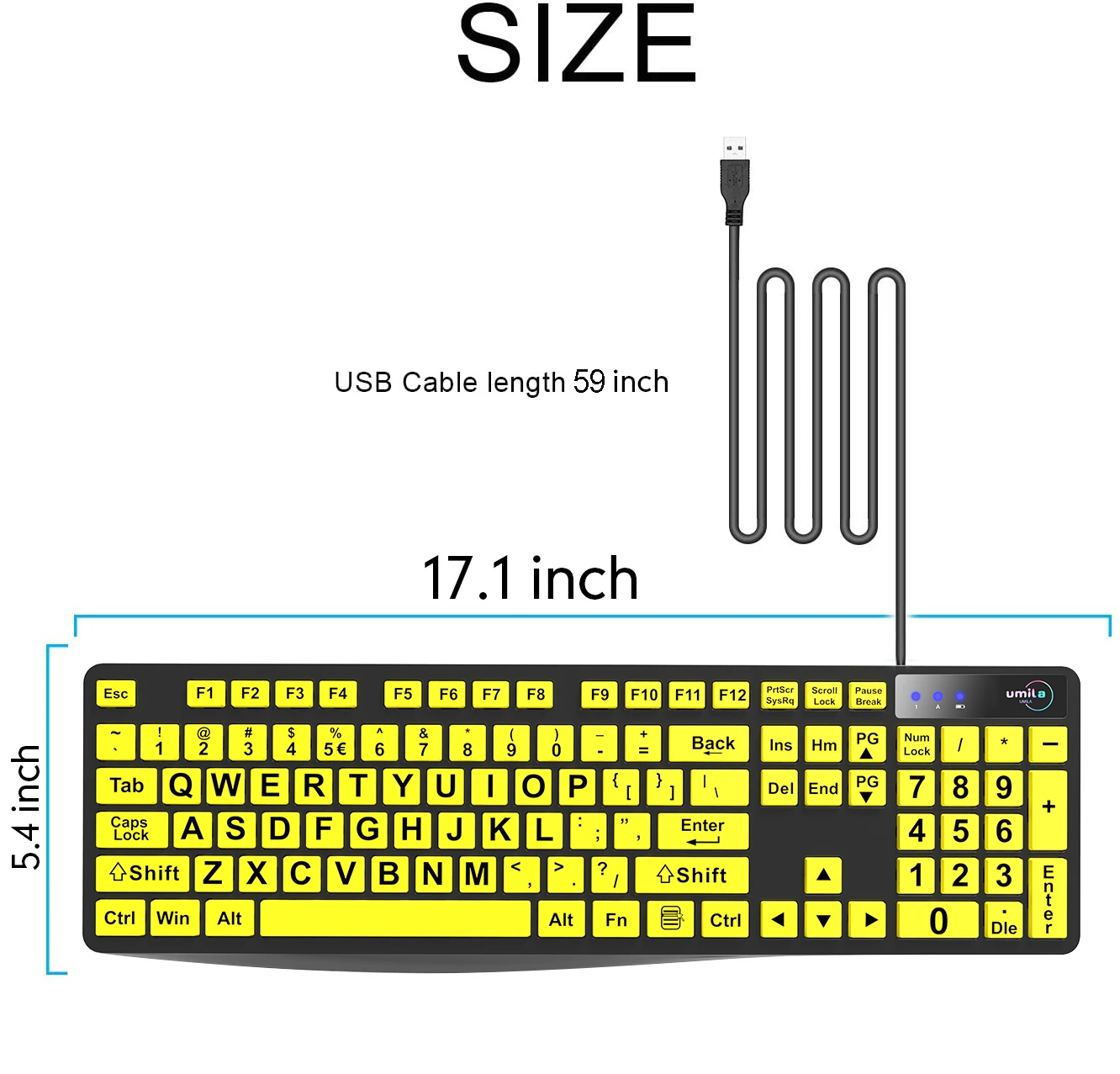 Large Printed Letters Low Vision Keyboard Computer Portable Custom Keyboard for Old People