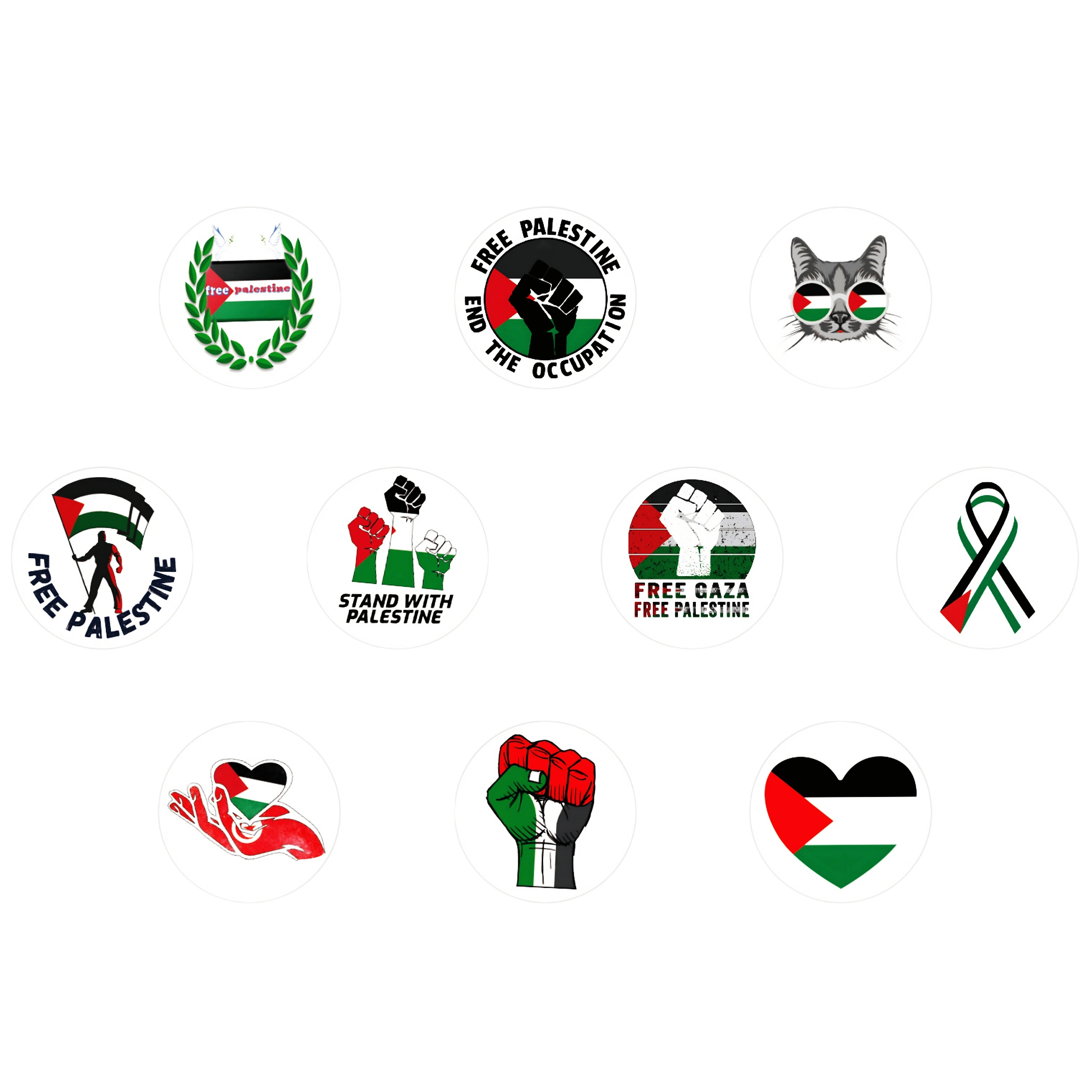 Lot De 100 Autocollants Palestine - Drapeaux, Slogans - Imperméables Auto-Adhésifs - Pour Voiture, Ordinateur, Valise