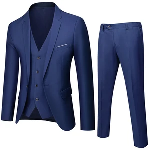 Formal Business Mens Suit Two Pieces Solid Color Notched Lapel Suit for Men