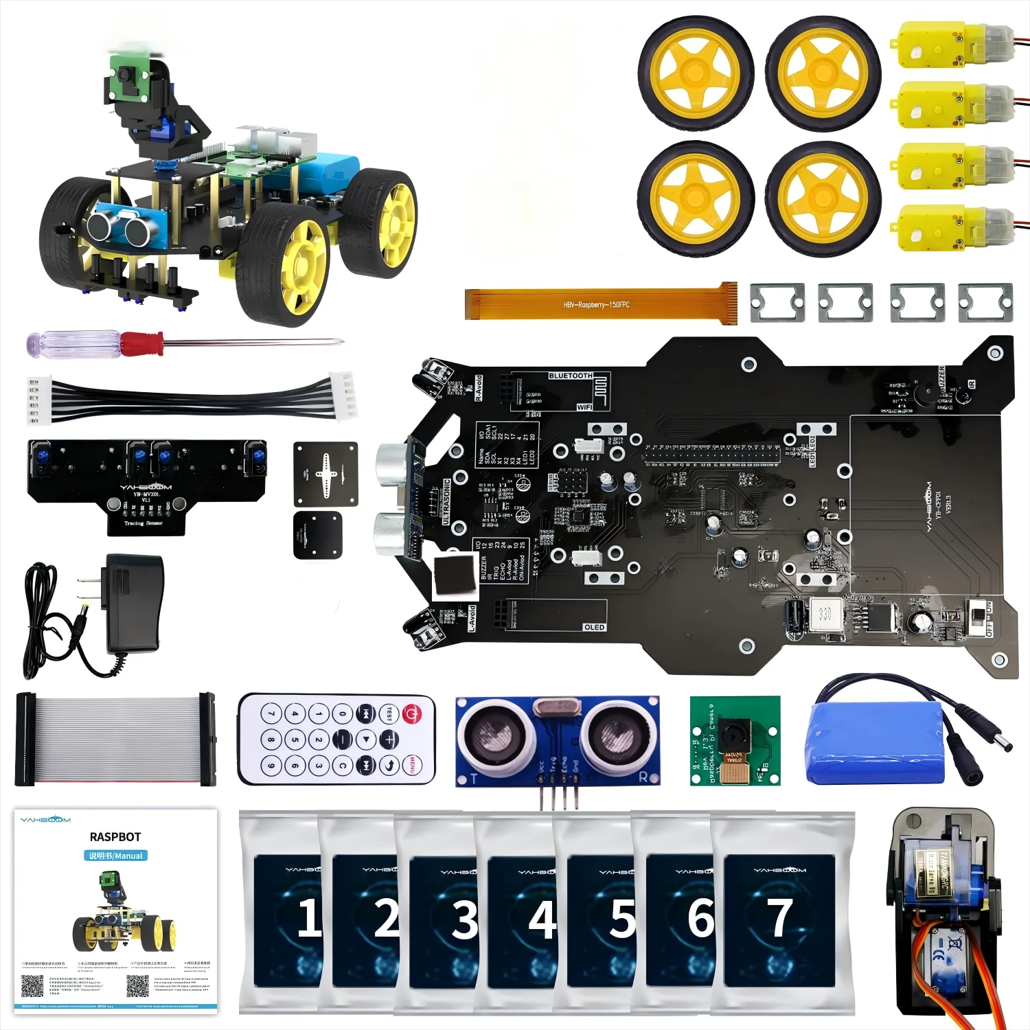 スマートロボットDIYキット、超音波センサーなど、Pythonプログラミング対応 電子AIロボットキット（ティーンエイジャーおよび大人向け）