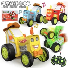 Hot selling and unique dance remote-controlled stunt car with lighting, music, swaying, rolling, electric toy car for children