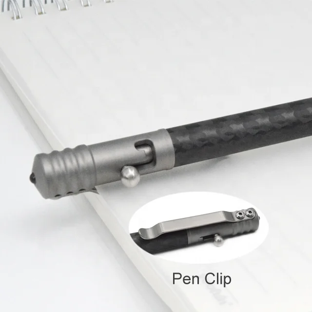 Tactical Pen With Titanium Alloy And Carbon Fiber Body Silicon Oxide Tip For Breaking Glass