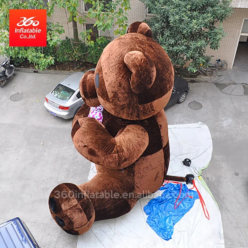 Fancy Dress Funny Walking Plush Material Inflatable Big Brown Polar Bear Panda Animal Mascot  for Retail Shop Decoration
