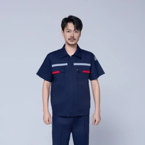 Summer Anti-static T-shirt Stand Collar Work Clothes Cool Wear-resistant Breathable