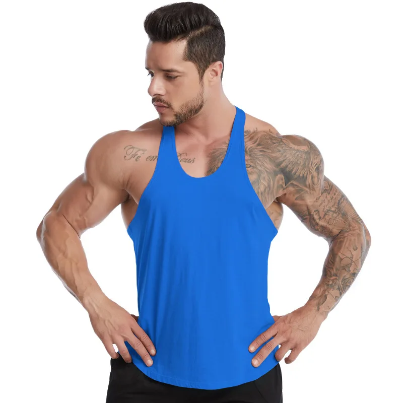 Custom Logo Summer Comfy Soft Organic Cotton Running Men Tank Top Bulk Gym Vest Sleeveless T