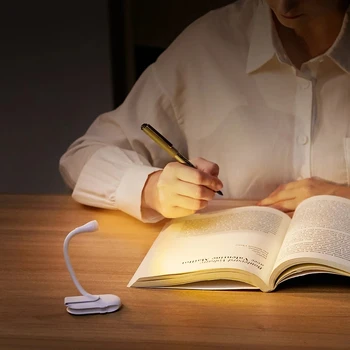 Mini Book Light Reading Lights for Bedroom Bedside Led Night Lamp Rechargeable 3 Color Stepless Brightness Clip on Reading Lamp