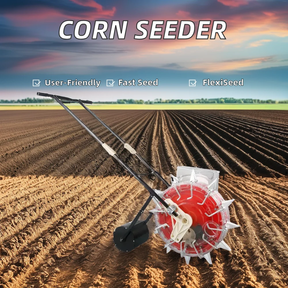 2-in-1 Manual Seeder & Transplanter Machine New Gear for Home Farm Use Corn Maize Adjustable Distance Fertilizing