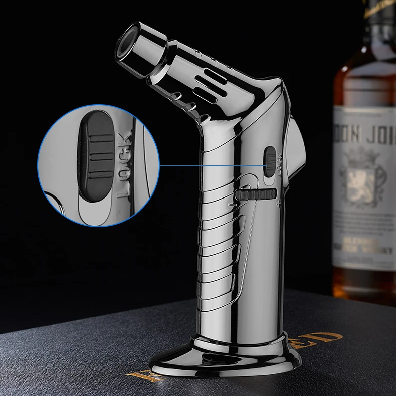 Ready to Ship Portable Table Jet Torch Lighters CUSTOM LOGO Windproof Gas Refillable Metal Wholesale Butane Cigarette Lighter