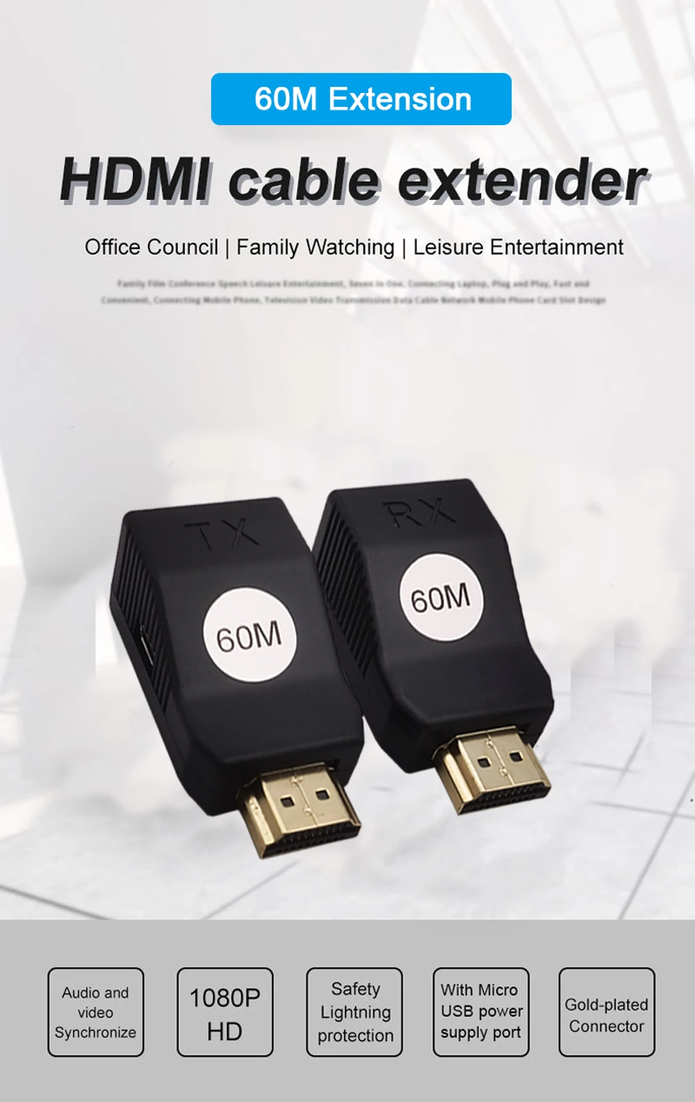 Hdmi Over Rj45 Cat5e Cat6 Lan Repeater Converter Hdmi Signal