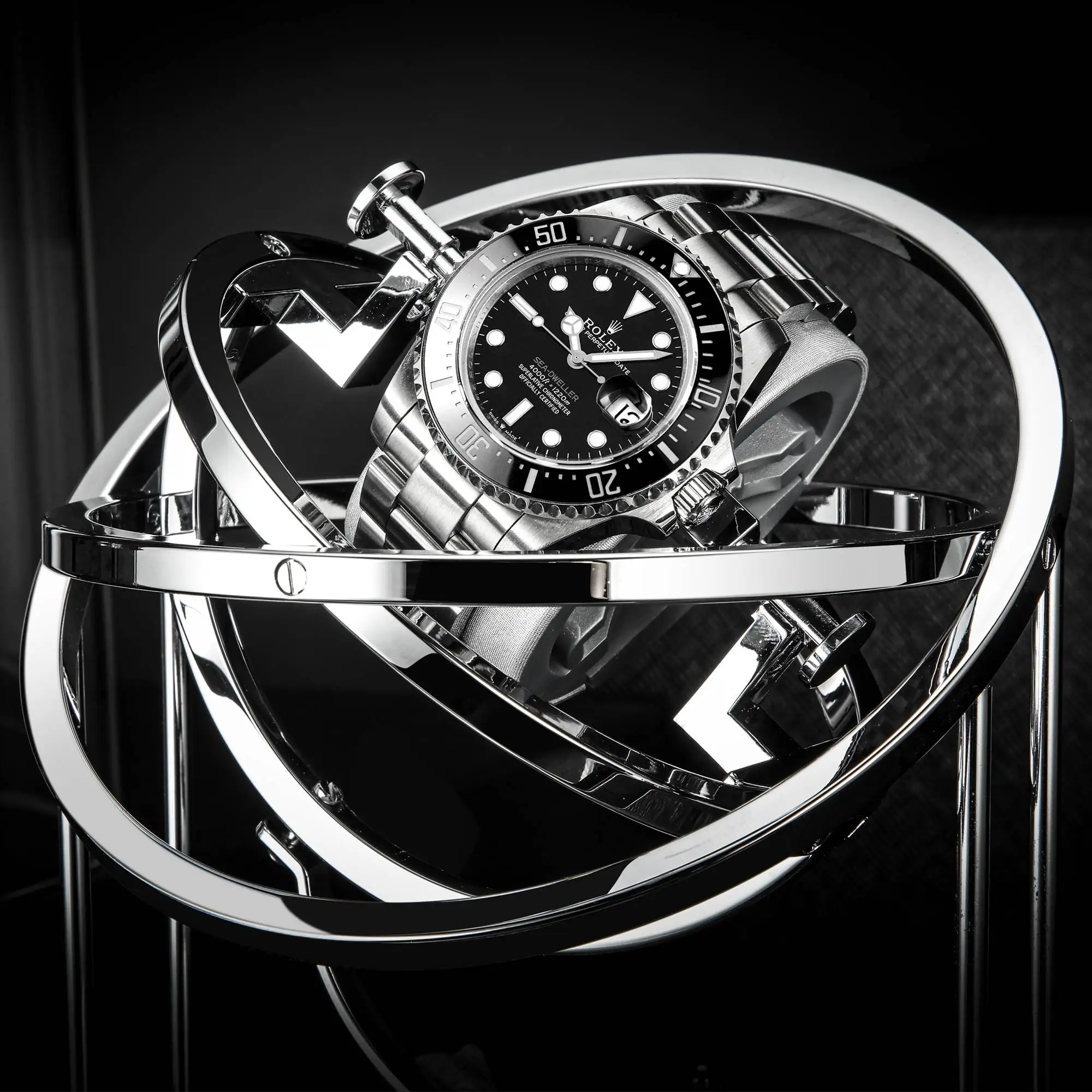 Custom Automatic Rolling Watch Shaker High Quality Gold Silver Luxury Watch Cases Orbit Watch Winder Box Automatic