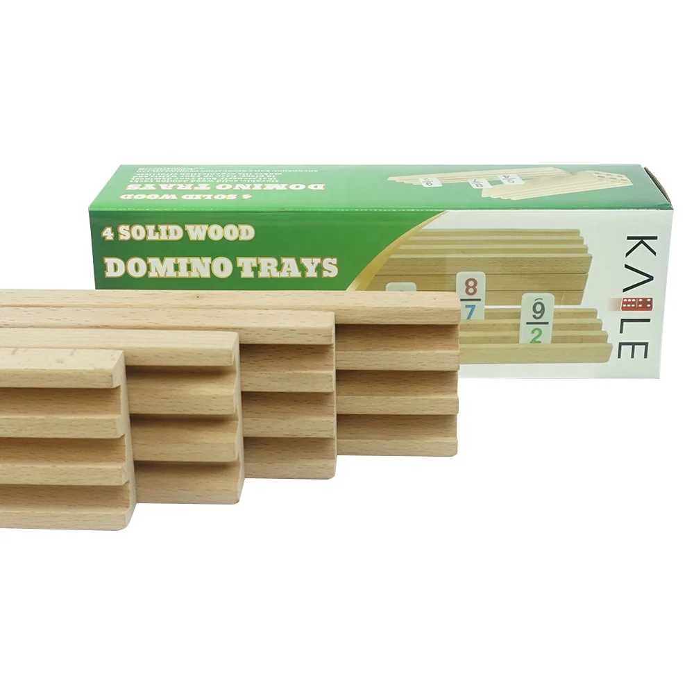 Wholesale Custom Set of 4pcs Domino Rack Set with Beech Material for Domino Chilps Wood Holder