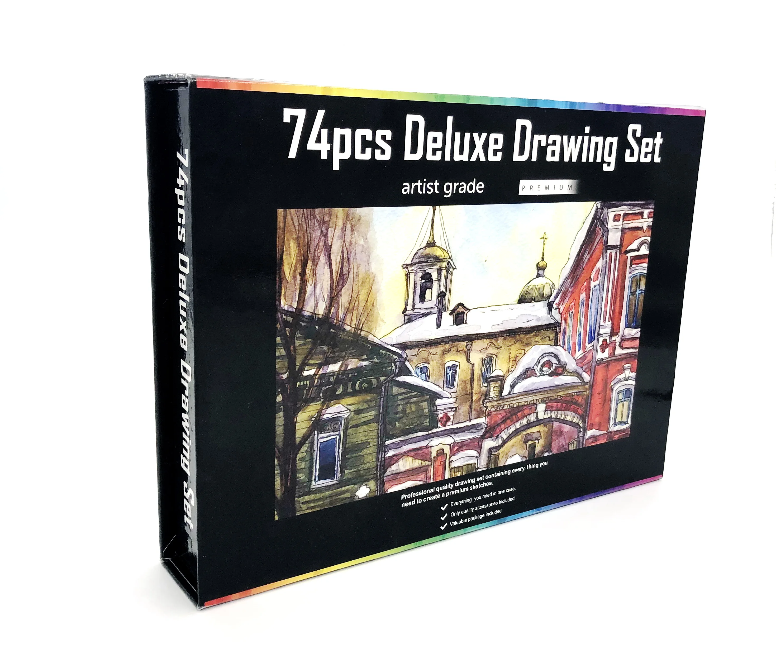 Drawing Art Set 74pcs 72 Colored Pencil Drawing Set with Coloring Book