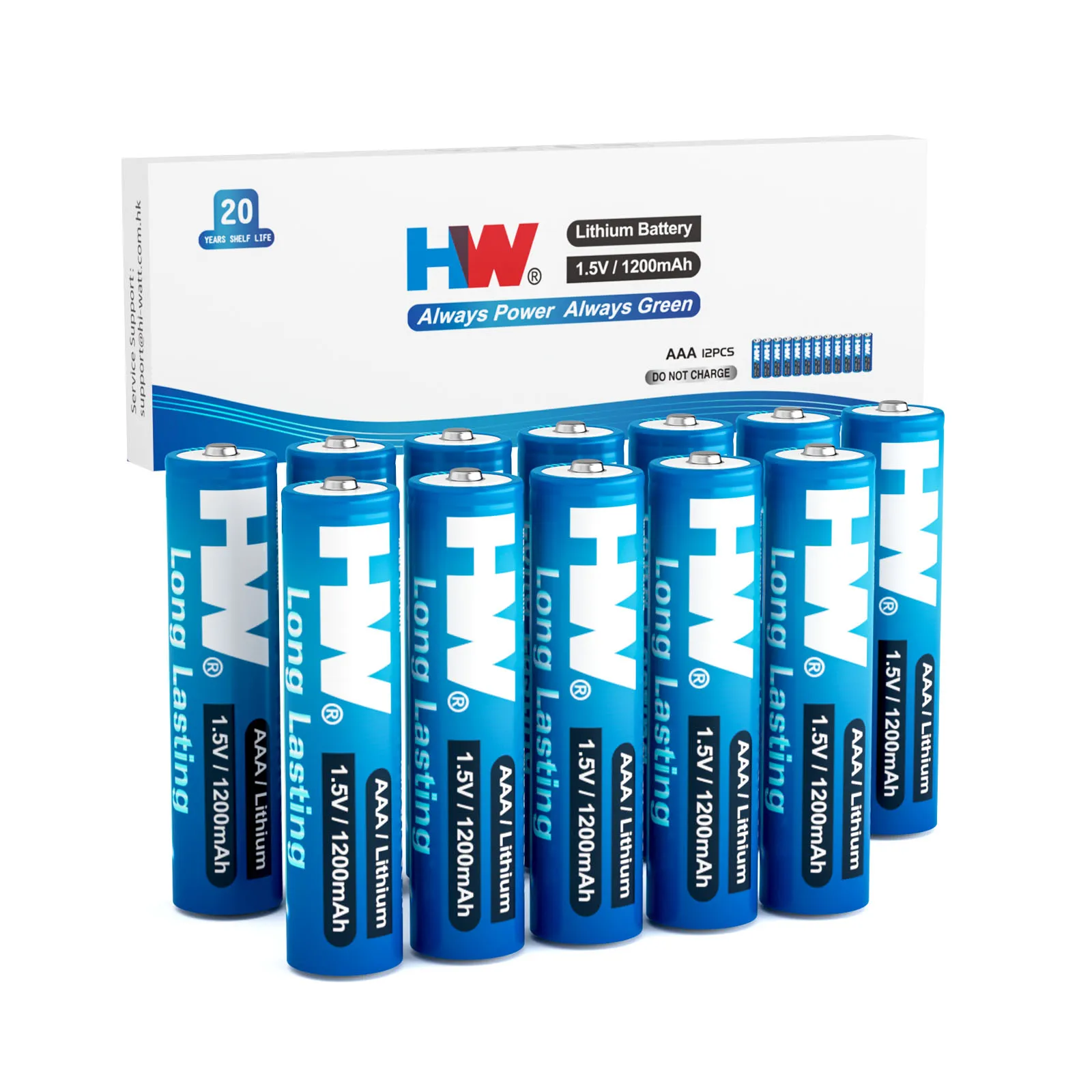 Piles au lithium AAA non rechargeables HW 12 pièces 1200 mAh 1,5 V