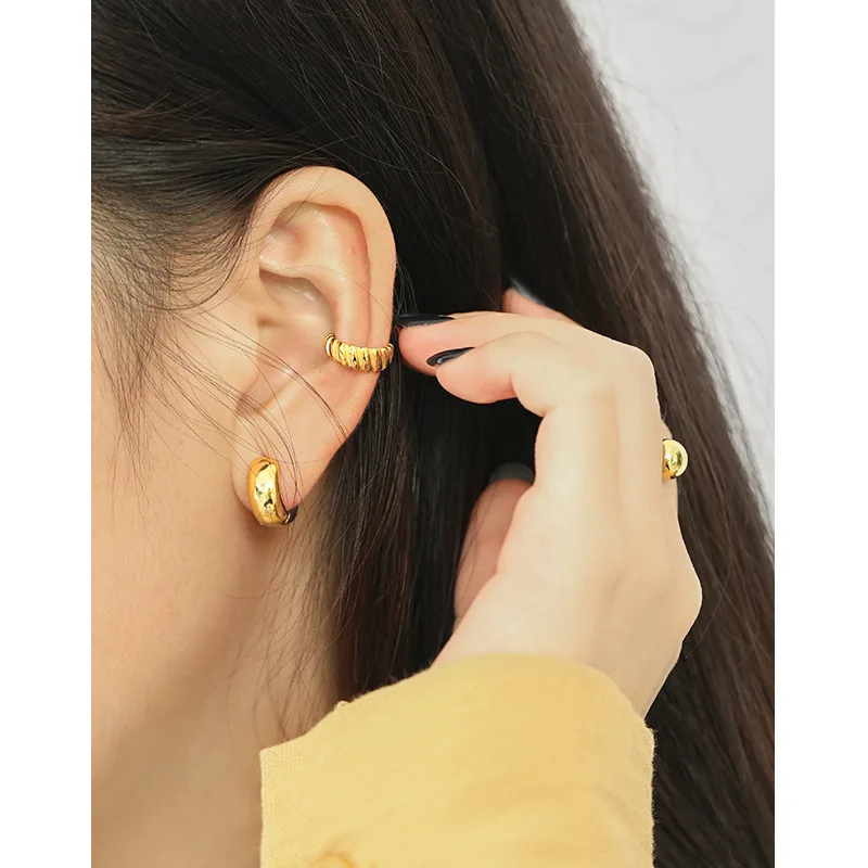 2021 new earring hoop minimalist design silver gold plating earring hoop(图5)