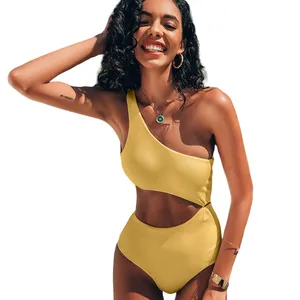 Cikini 2023 New Beach Bikini Solid One Shoulder One Piece Swimsuit Summer Beachwear Swimwear Manufacturing Company