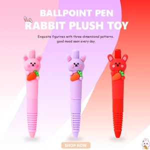 Hot-Selling Cute Rabbit Hug Carrot Gel Pen - Soft Rubber Press Type 0.5mm Black Ink, Kawaii Student Stationery Gift