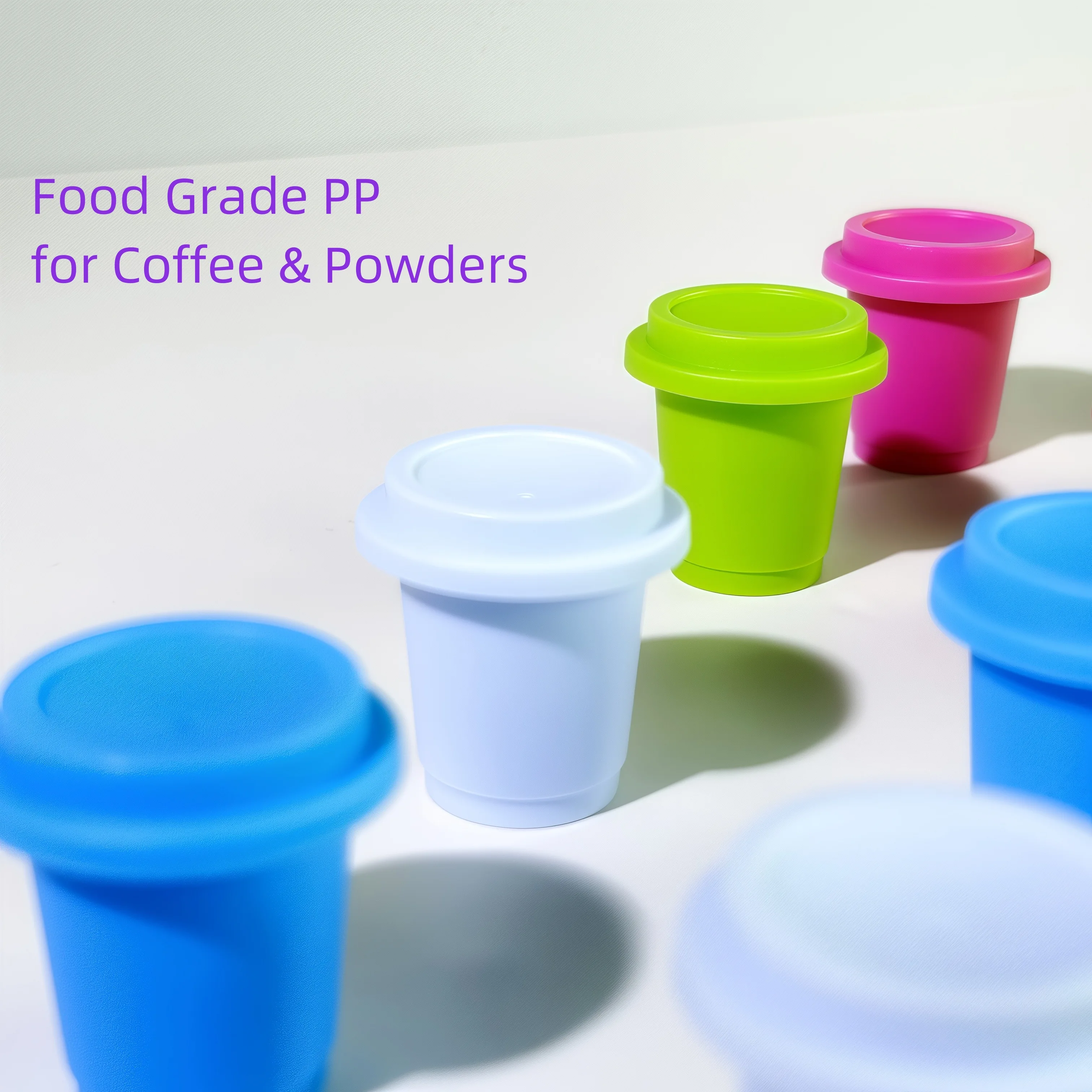 Portable 8ml Disposable Plastic PP Cups with Food Grade Foil Lid for Coffee Powder and Instant Beverages