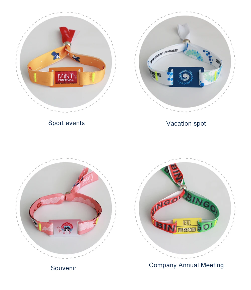 125khz T5577 Rfid Woven Fabric Wristband With Minicard For Hotel Room