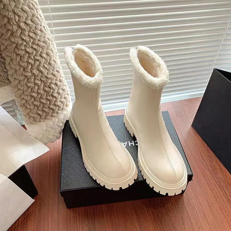 New Styles Fall Platform Boot Femme Fashion Round Toe Chunky Heel Short Ankle Boots for Women