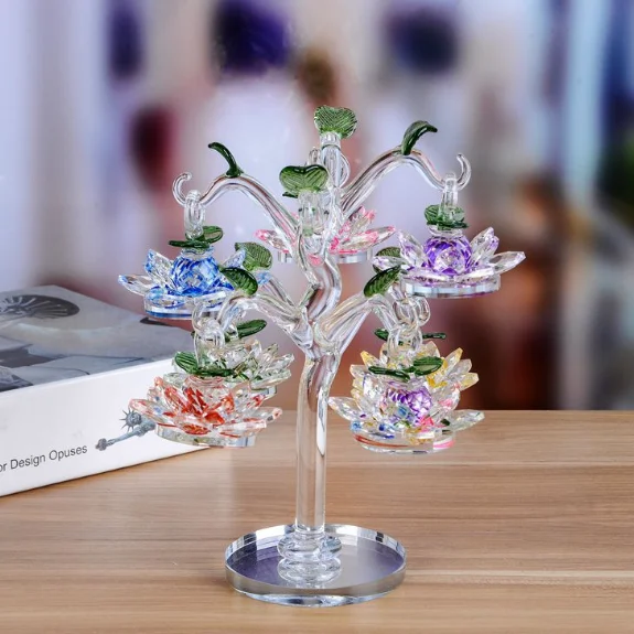Хрустальное дерево лотоса для гостиной креативные деньги маленькие декоративные хрустальные ремесла стеклянные поделки