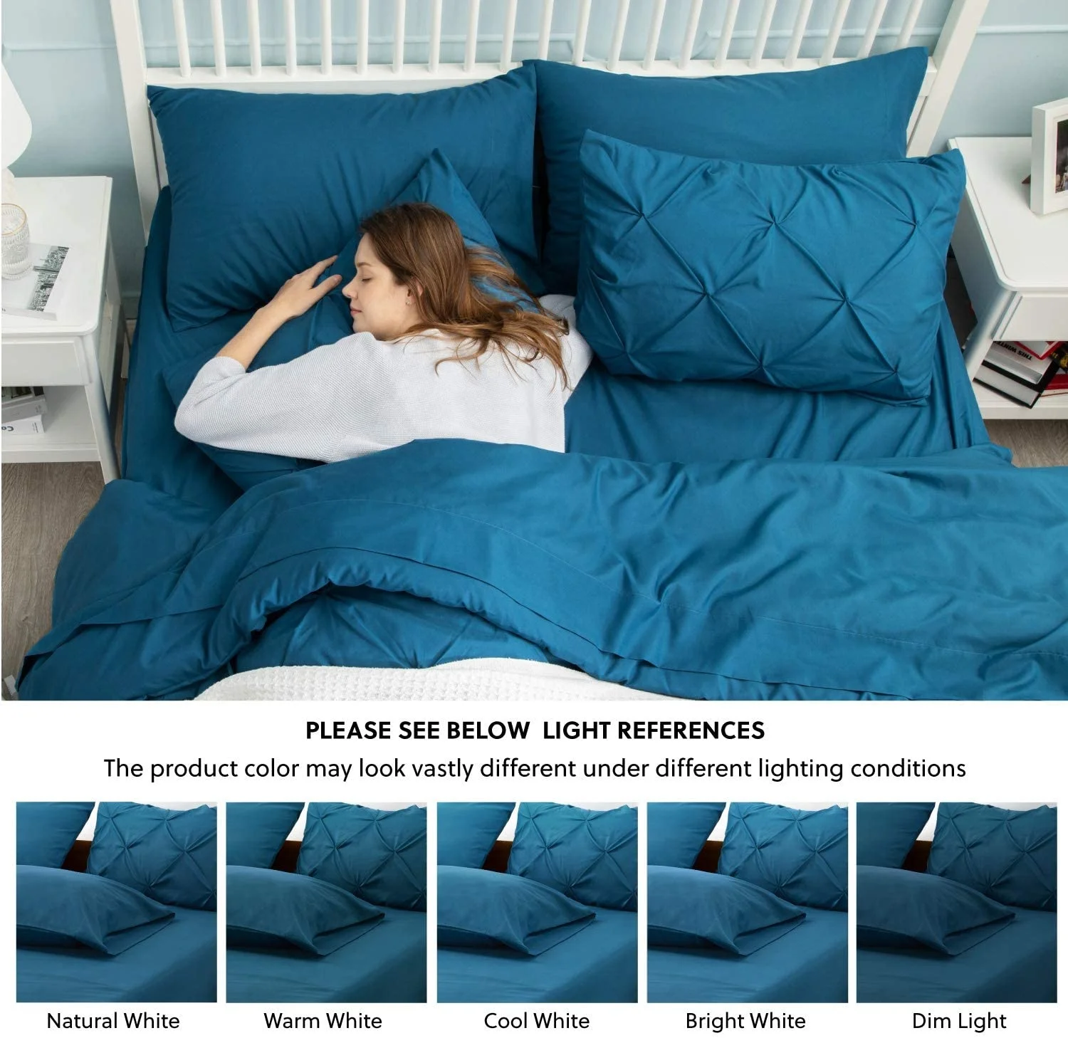 YUSIWOAL Juego De Ropa De Cama Romántica Para Mujer, 1000 Hilos, Algodón Egipcio, Funda De Edredón Para Niña, Fundas De Almohada, Juego De Funda De Edredón (azul, Tamaño Queen Ajustado, 4
