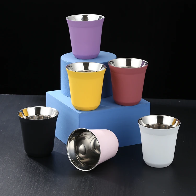 Colorful Metal Coffee Cup Double Wall Stainless Steel Coffee cup