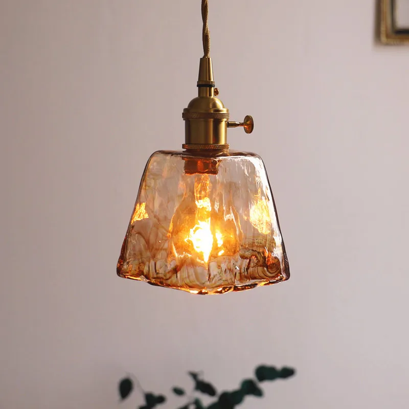 Iluminación del hogar Lámpara colgante de cristal ámbar e27 para interior Lámpara de cristal de estilo vintage