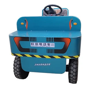 Customized Hand-Held Steering Wheel Battery Operated Transport Electric Flat Cart For Airport Warehouse Transfer