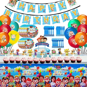Amazon Hot Sale Watermelon Theme Birthday Party Supplies Set Kids Party Supplies Cartoon Rainbow Cake Topper X4258