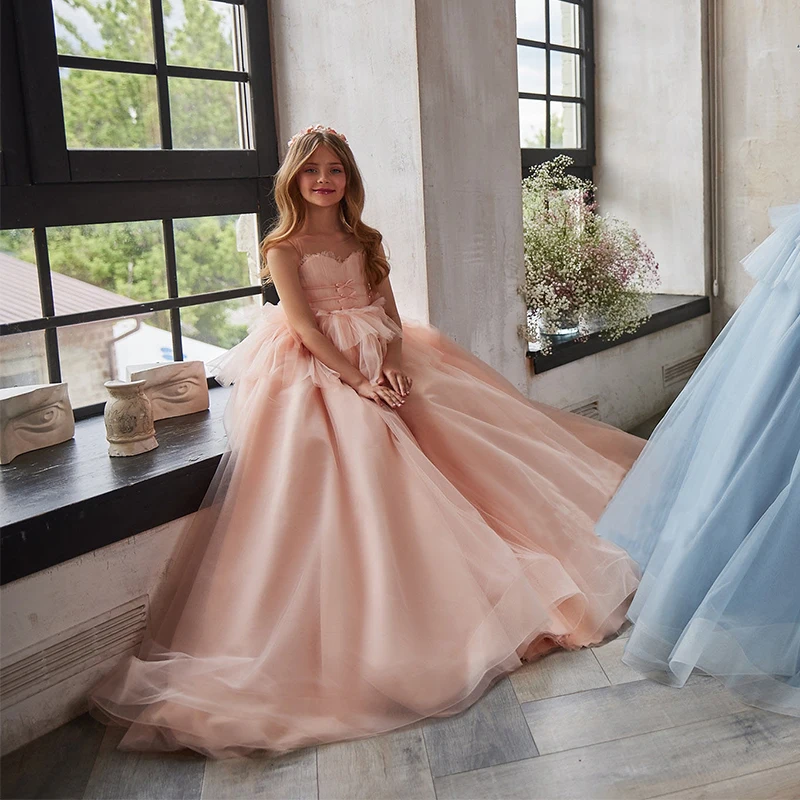 FEESHOW Robe De Princesse Mariage Fille Enfant Brillante Longue Robe De