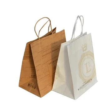Оптовая продажа индивидуальный принт бутик рождественский подарок шоппинг Коричневый пакет из крафт-бумаги с витой