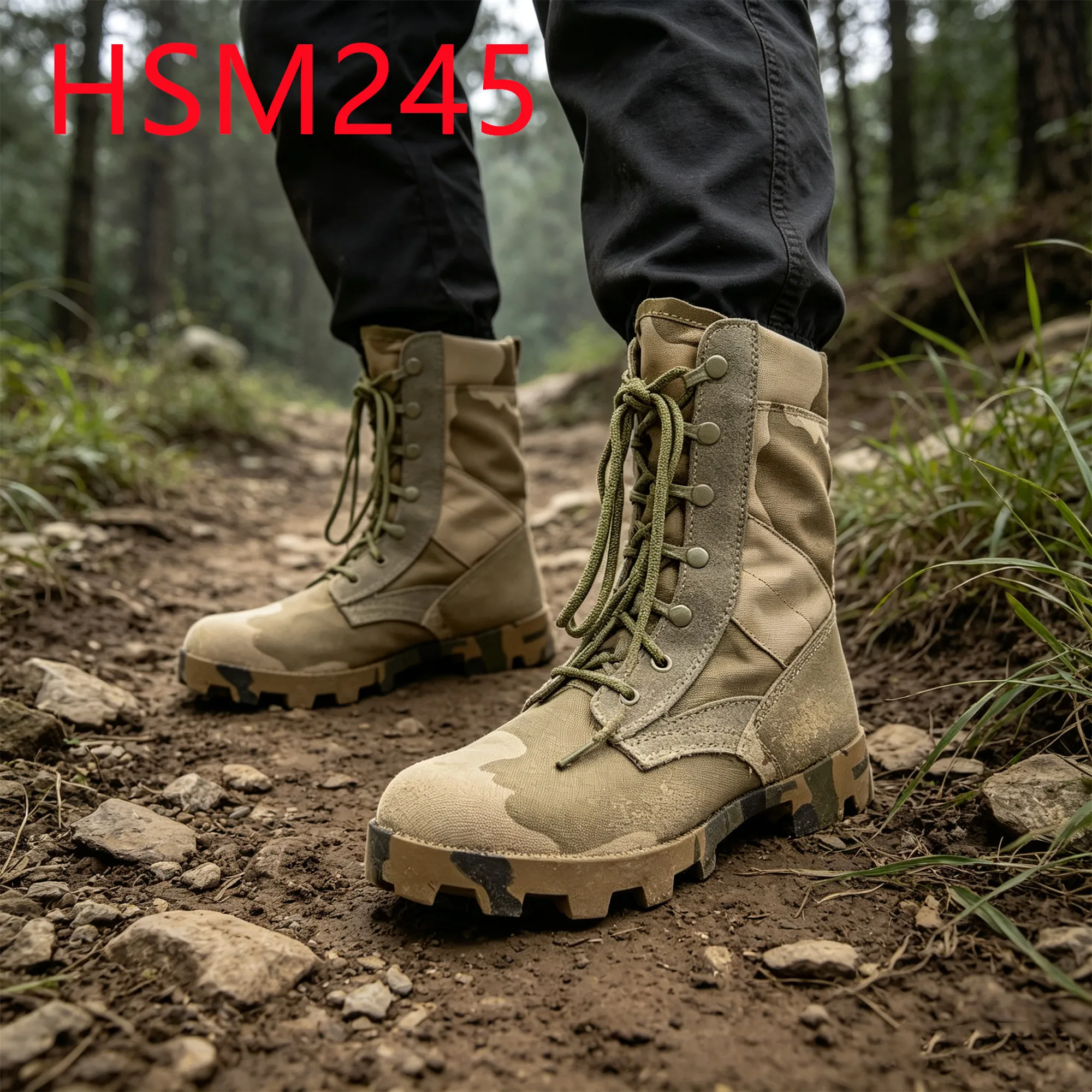HY,Field Adventure 3 Colors Desert Camo Camouflage Waterproof Jungle Boots ultra Hard Rubber Sole Hua Singh Hunting Boots HSM245