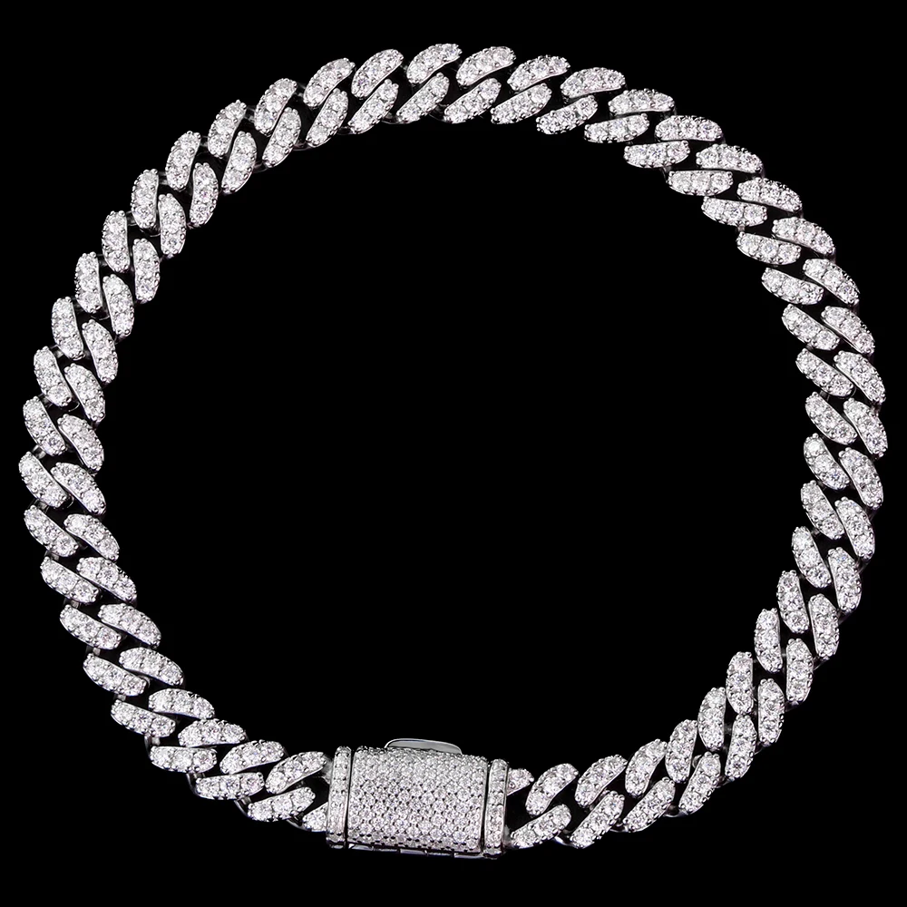 Wholesale 6MM Full Moissanite Chain Link 925 Sterling Silver Cuban Bracelet Fine Jewelry for Women
