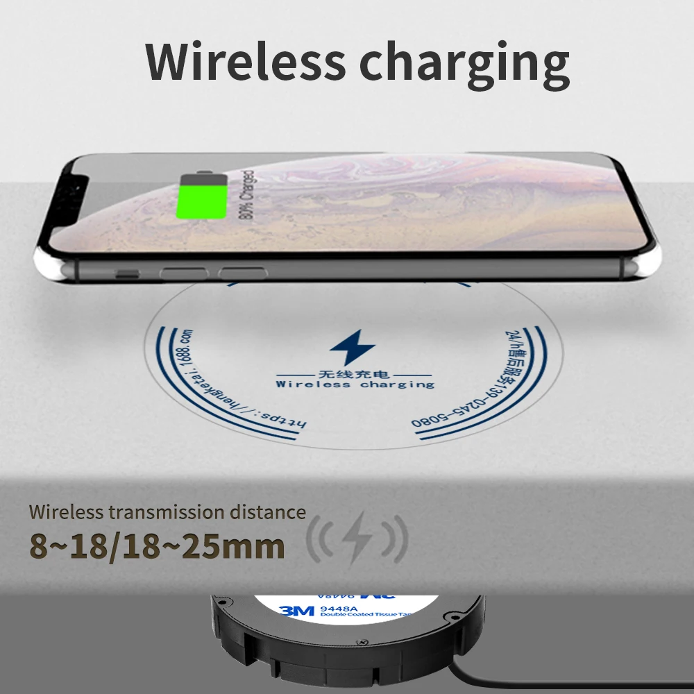 25MM Distance Fast Wireless Charger Qi Charging Furniture Desktop Hidden  Embedded Table Pad for All Qi Enabled Device