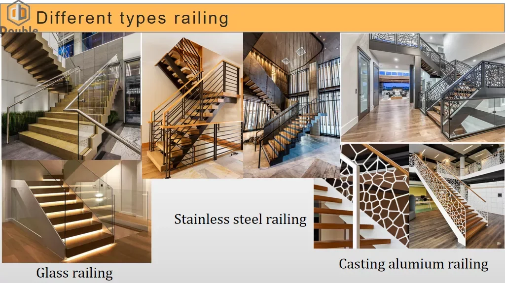 New Design LED Lights Solid Wooden Steps Hidden Steel Beam Floating Straight Stairs with Stair Railing from Foshan Factory factory