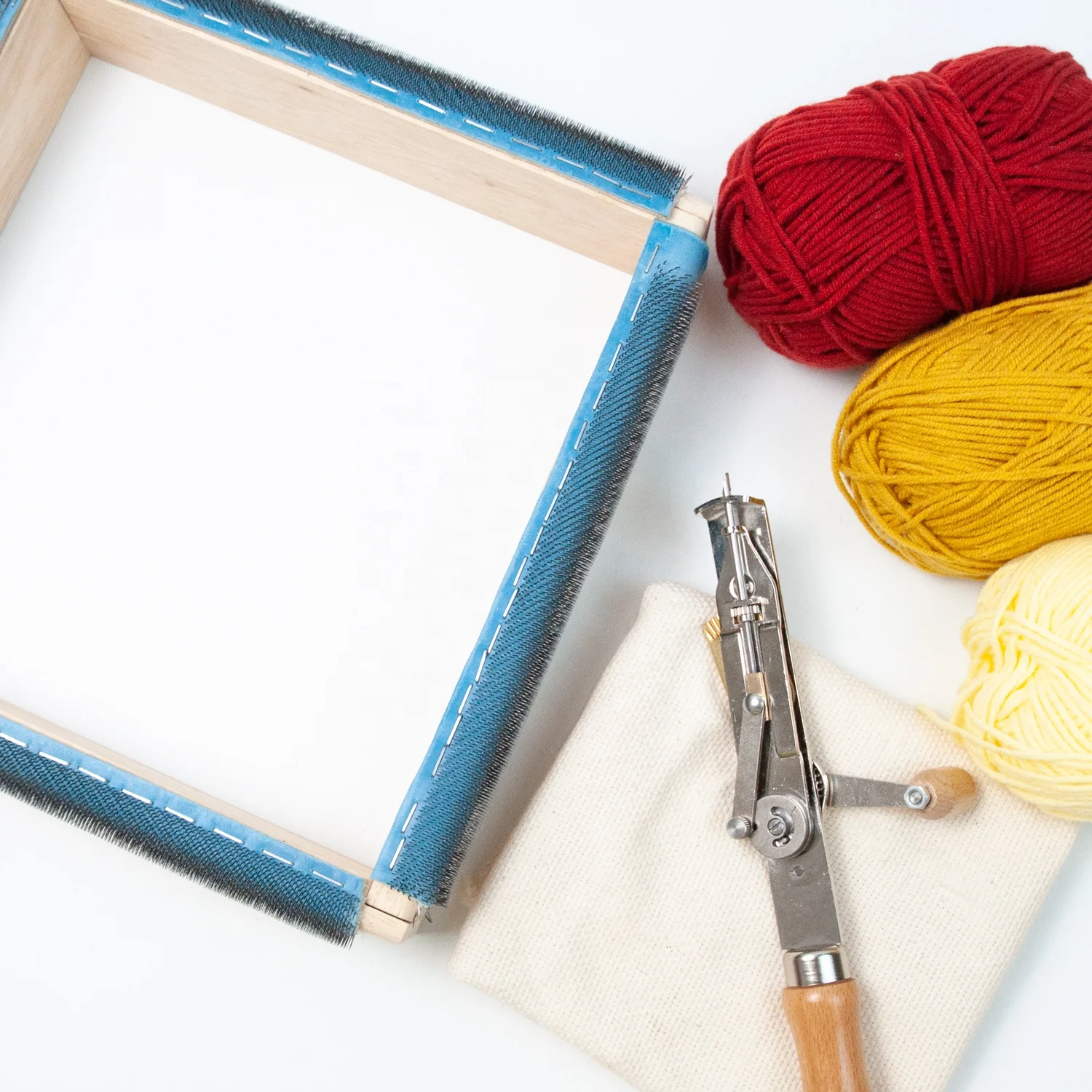 Square Embroidery Gripper Frame with Needles Rug Hooking Frame 40cm Punch Needle Hoop