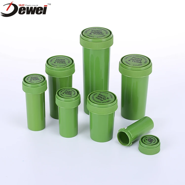 Child Resistant Vial Plastic Medical Vials With Reversible Cap Reversible Pharmacial Vials With Push Down
