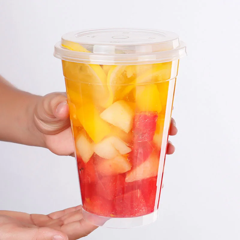 Custom PP injection Boba Cups For Fruit Juice Disposable Cups With lid 1000ml 32oz large capacity