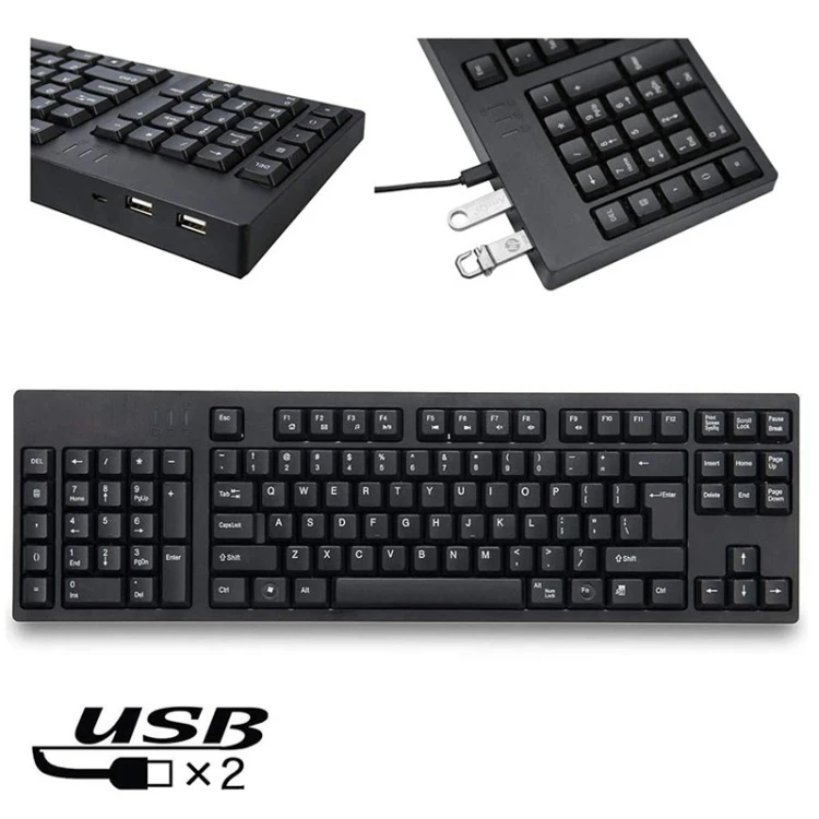 Factory Direct Wired USB Left Hand Keyboard With Dual USB HUB Function Wired Keyboard