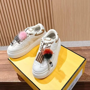 High Quality White Leather Trainer with PVC Midsole and Rubber Outsole Designer Luxury Style for Running and Casual Sport