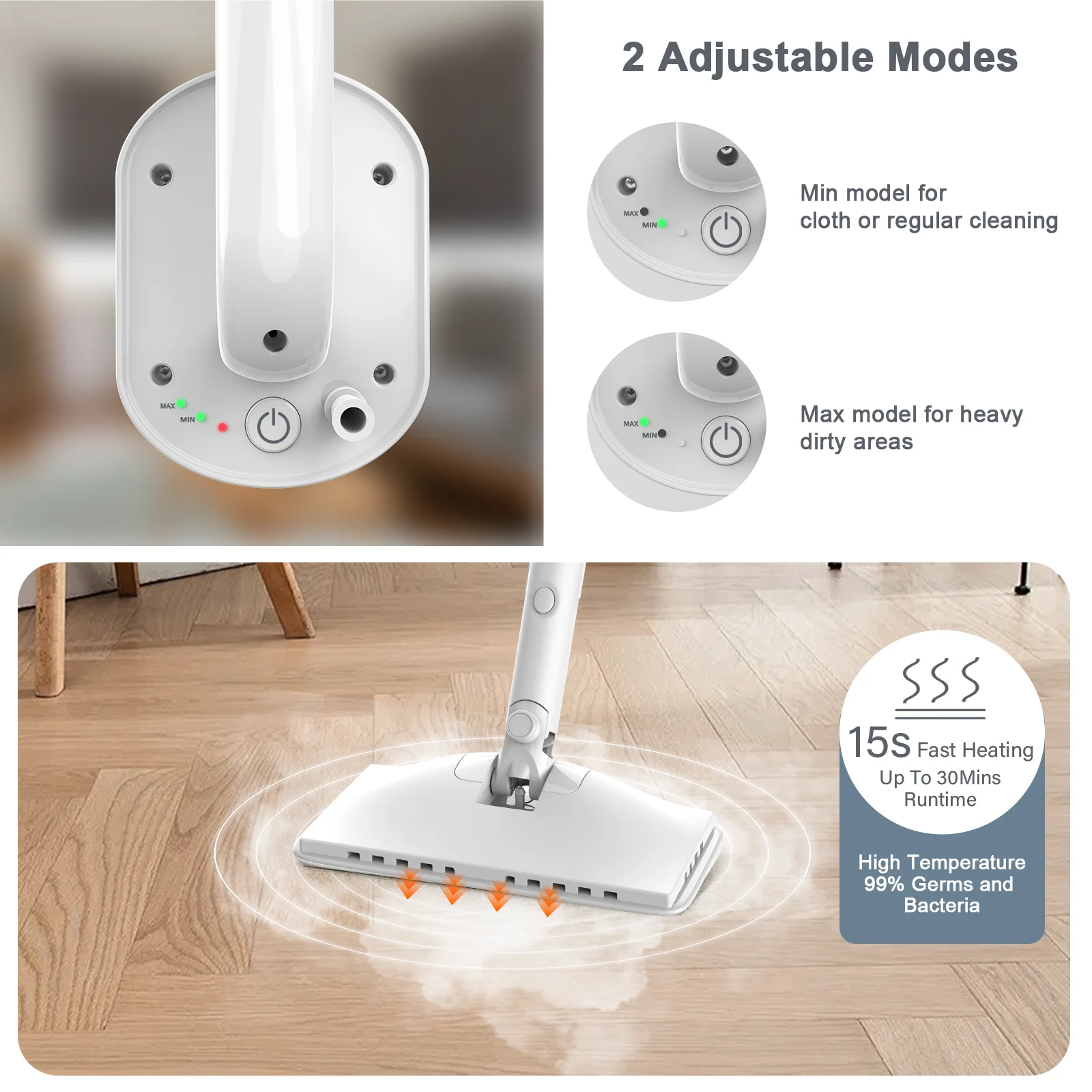 Teendow Most Popular Household Multi-Function Handheld Electric Steam Mop Cleaner Living Room Bedroom Steam Mop