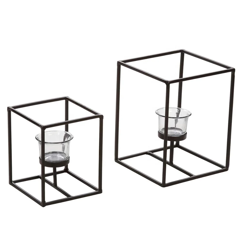 Set Of 2 Modern Square Decorative Black Metal Candle Holder With Clear Glass Tealight Holder Buy Wholesale Metal Candle Holder Halloween Metal Candle Holders Cheap Metal Candle Holder Halloween Decoration Product On Alibaba Com