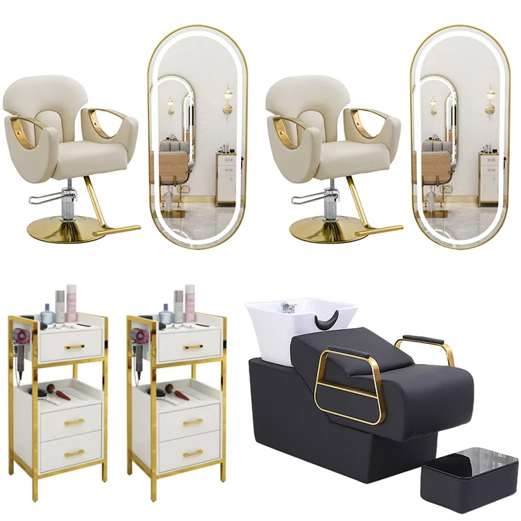 Золотые Зеркала для парикмахерской, стационарная мебель, парикмахерские кресла, Парикмахерское зеркало для оборудования салона красоты