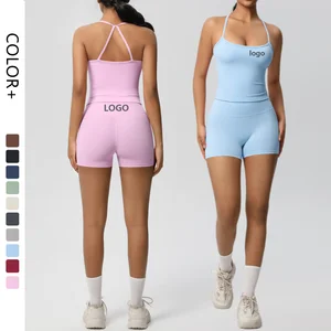 Wholesale High Quality Fitness Comfortable Yoga Bra High Waist Running Shorts Gym 2 Piece Set Women