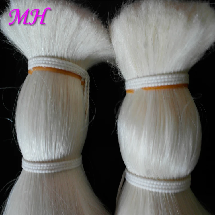 High Quality Washed  Natural  White Goat Hair Bulk for Making up Brush Set and  Hair Extension