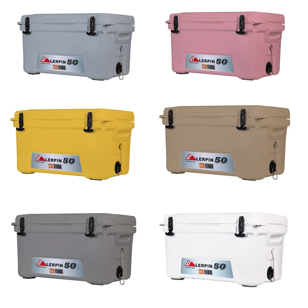 50l Large Cooler Box Rolling Beverage Cooler Box Ice Retention Time Up